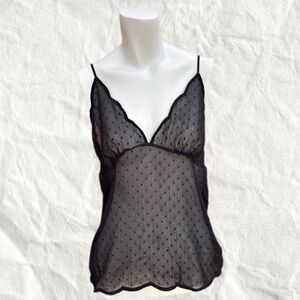 Zara Black Sheer Polka Dot Camisole Large Whimsy Goth